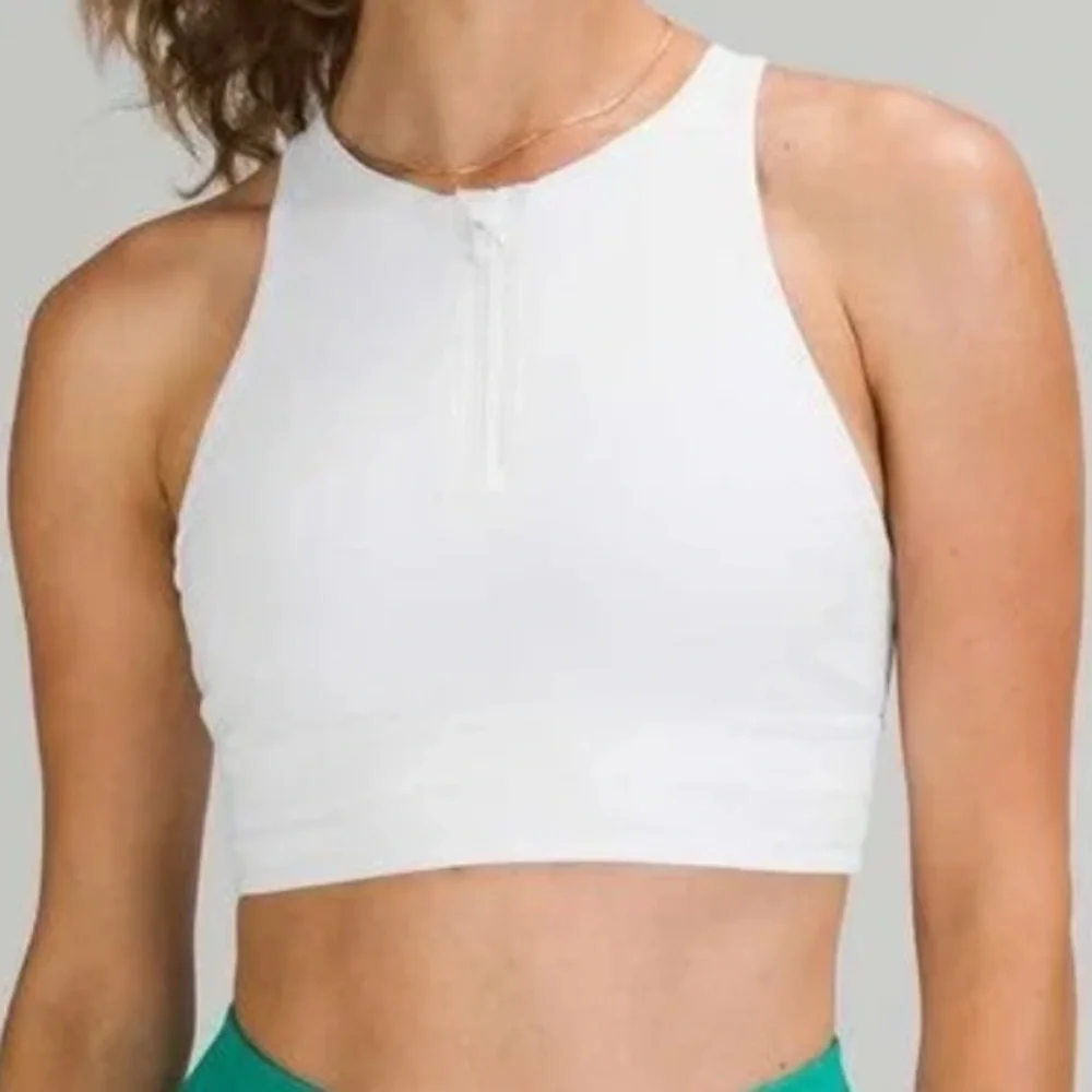 LULULEMON ENERGY HIGH-NECK LONG LINE BRA ZIP IN FRONT LIGHT PINK COLOR NWT